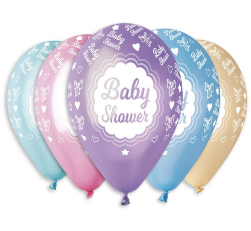 Propozycja: Błyszczące, wielokolorowe balony Gemar Baby Shower Metaliczne (12 cali), wysyłane losowo, idealne do helu na powitanie dziecka w Tychach.