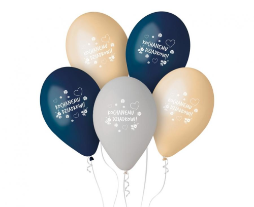 Eleganckie balony lateksowe Gemar na Dzień Dziadka (13 cali) z napisem "Kochanemu Dziadkowi", w kolorach granatowym, beżowym, szarym (wysyłane losowo), idealne do helu w Tychach.