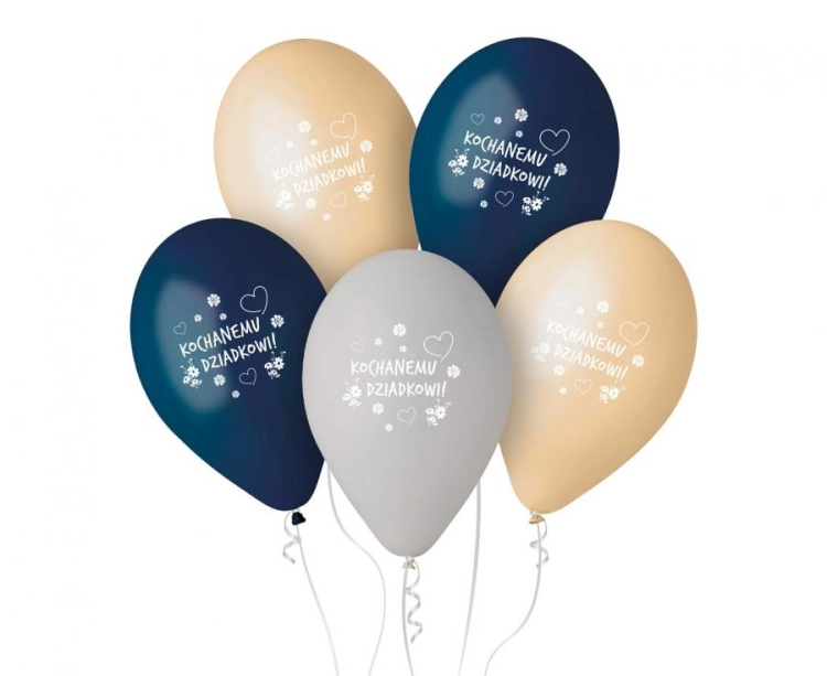 Eleganckie balony lateksowe Gemar na Dzień Dziadka (13 cali) z napisem "Kochanemu Dziadkowi", w kolorach granatowym, beżowym, szarym (wysyłane losowo), idealne do helu w Tychach.