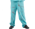 Przerażający strój Chirurg Zombie (rozmiar 56) z zakrwawioną niebieską bluzką, spodniami, czepkiem i maską, producent Godan, idealny na Halloween i imprezę horror w Tychach.
