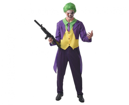 Różnokolorowy strój Szalonego Klauna (rozmiar 56) z marynarką, kamizelką, spodniami i krawatem, producent Godan, idealny na Halloween i karnawał w Tychach.