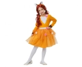 Uroczy pomarańczowy strój Liska dla dziecka (rozmiar 120/130 cm) z sukienką i opaską z uszami, producent Godan, idealny na karnawał i przedstawienia w Tychach.