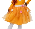 Uroczy pomarańczowy strój Liska dla dziecka (rozmiar 120/130 cm) z sukienką i opaską z uszami, producent Godan, idealny na karnawał i przedstawienia w Tychach.