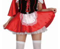 Klasyczny strój Czerwonego Kapturka (rozmiar S) z sukienką, fartuchem i czerwoną peleryną z kapturem, producent Godan, idealny na bale i Halloween w Tychach.