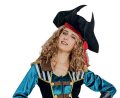 Elegancki strój Morskiej Piratki dla dorosłych (rozmiar S) z czarno-niebieskim płaszczem, kapeluszem, opaską, szarfą i naramiennikami, producent Godan, idealny na imprezy morskie i bale w Tychach.