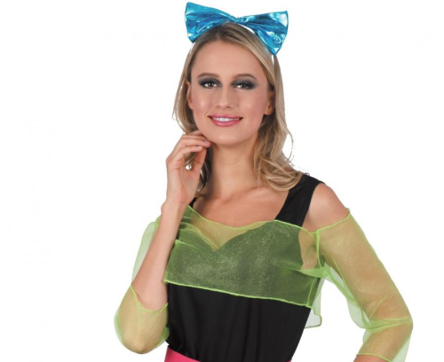 Olśniewająca sukienka Retro w stylu Disco dla dorosłych (rozmiar M) z opaską, paskiem, topem i ochraniaczami na nogi, producent Godan, różnokolorowa, idealna na imprezy lat 70./80. w Tychach – dostępna również do wypożyczenia.