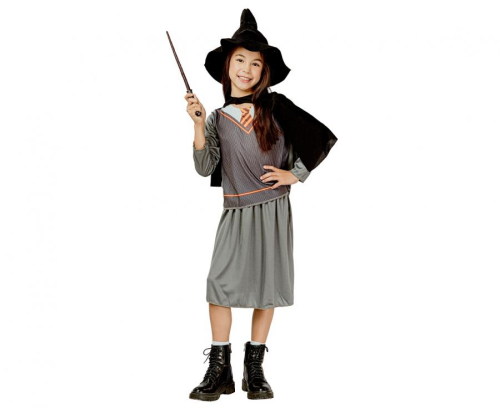 Uroczy zestaw Czarodziejki dla dziecka (rozmiar 120/130 cm) z koszulą, peleryną, spódnicą i kapeluszem, producent Godan, idealny na Halloween i bale w Tychach – dostępny również do wypożyczenia.
