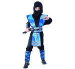 Zestaw dla dzieci Niebieski Ninja (kaptur, bluza, spodnie, osłony rąk, nóg i ciała), rozm. 120/130 cm