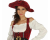 Zadziorny strój Piratki dla dorosłych (rozmiar S) z czerwoną sukienką, pirackim kapeluszem, kamizelką gorsetową i paskiem, producent Godan, idealny na Halloween i bale w Tychach – dostępny również do wypożyczenia.