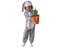 Uroczy strój Szarego Królika dla dziecka (rozmiar 92/104 cm) z kombinezonem z kapturem (uszy, ogonek) i torebką, producent Godan, idealny na Wielkanoc i bale w Tychach – dostępny również do wypożyczenia.