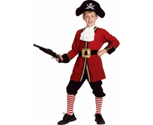 Zestaw dla dzieci Kapitan (bluzka, spodnie, żabot, pasek, kapelusz), rozm.120/130 cm