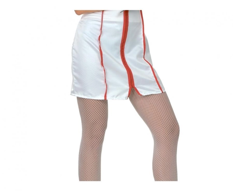 Autentyczny strój Pielęgniarki dla dorosłych (rozmiar 42 / L-XL) z biało-czerwoną sukienką (dł. 84 cm) i czepkiem, producent Godan, idealny na bale i imprezy o zawodach medycznych w Tychach – dostępny również do wypożyczenia.