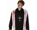 Strój Krwawy Ksiądz Godan męski (rozmiar 52 / L-XL) – sutanna z kamizelką (czarno-czerwony). Najbardziej przerażający kostium na Halloween. Kup online lub wypożycz w Zabawne Wydry Tychy.