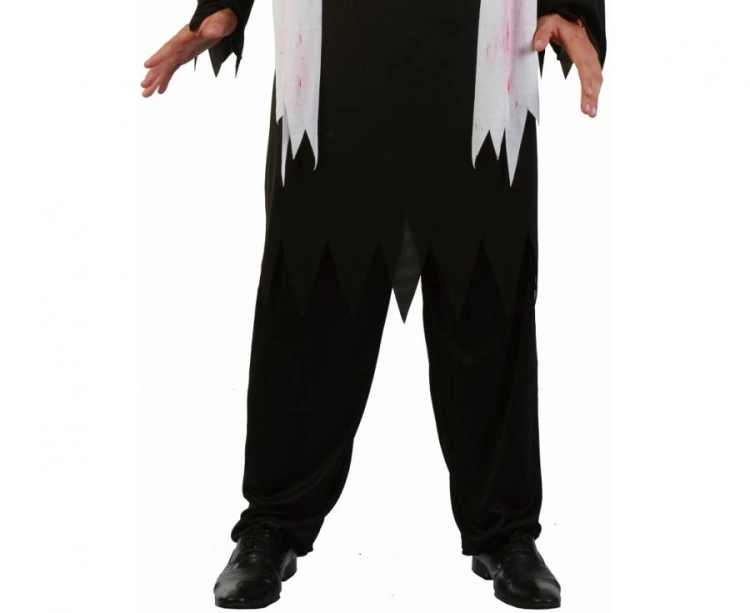 Strój Krwawy Ksiądz Godan męski (rozmiar 52 / L-XL) – sutanna z kamizelką (czarno-czerwony). Najbardziej przerażający kostium na Halloween. Kup online lub wypożycz w Zabawne Wydry Tychy.