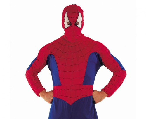 Strój SPIDERMAN Godan (Pajęczy Bohater) w rozmiarze uniwersalnym – komplet: kombinezon i kominiarka (czerwono-niebieski). Idealny kostium na Karnawał. Kup online lub wypożycz w Zabawne Wydry Tychy.