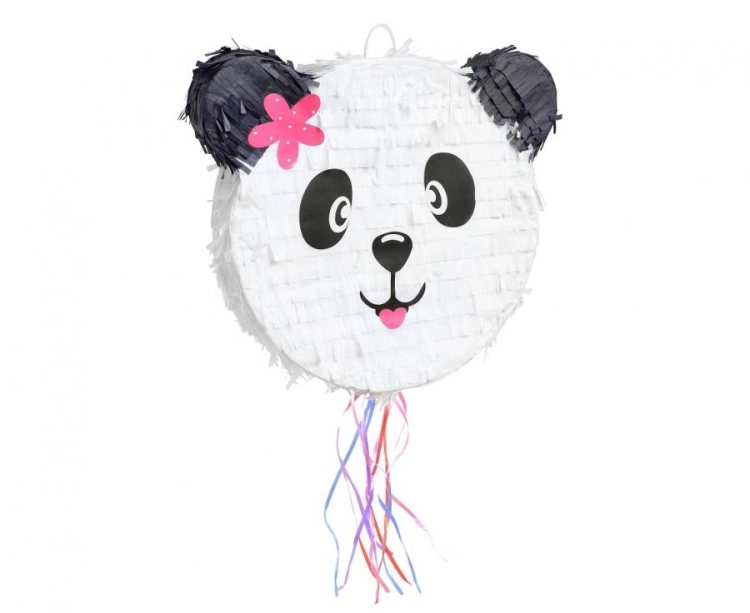Piniata Panda Godan (42x42 cm) – duża, ręcznie robiona piniata w kształcie pandy do rozbijania. Idealna atrakcja na urodziny. Kup online w Zabawne Wydry Tychy.