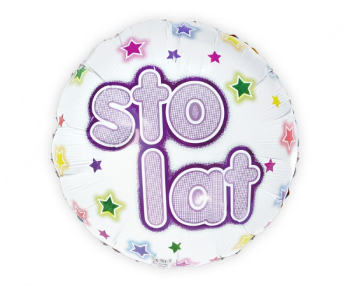 Balon foliowy okrągły "Sto Lat" Godan 18 cali (45cm). Balon przeznaczony wyłącznie na hel. Uniwersalny prezent. Kup online w Zabawne Wydry Tychy.