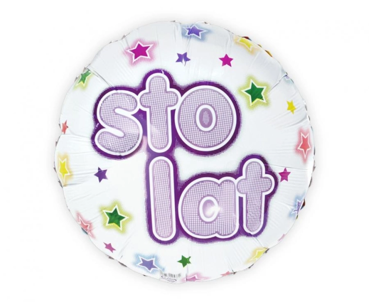 Balon foliowy okrągły "Sto Lat" Godan 18 cali (45cm). Balon przeznaczony wyłącznie na hel. Uniwersalny prezent. Kup online w Zabawne Wydry Tychy.
