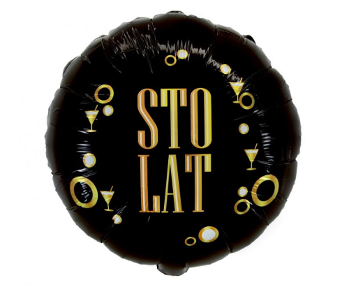 Balon foliowy okrągły "Sto Lat" B&amp;G Party Godan 18 cali (45cm). Balon w kolorach Black &amp; Gold, przeznaczony wyłącznie na hel. Uniwersalna dekoracja.