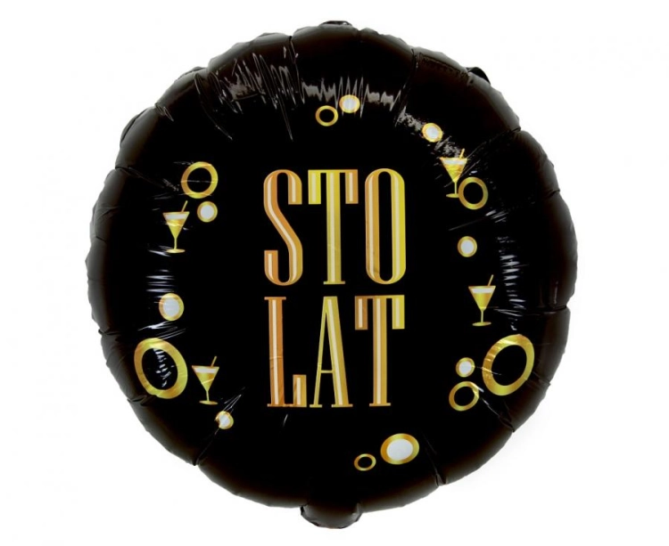Balon foliowy okrągły "Sto Lat" B&amp;G Party Godan 18 cali (45cm). Balon w kolorach Black &amp; Gold, przeznaczony wyłącznie na hel. Uniwersalna dekoracja.