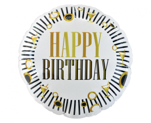 Balon foliowy okrągły Happy Birthday "18" Biały