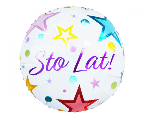 Balon foliowy okrągły Happy Birthday Godan (18 cali) w kolorach biało-czarno-złotym. Balon na hel lub powietrze. Elegancka dekoracja.