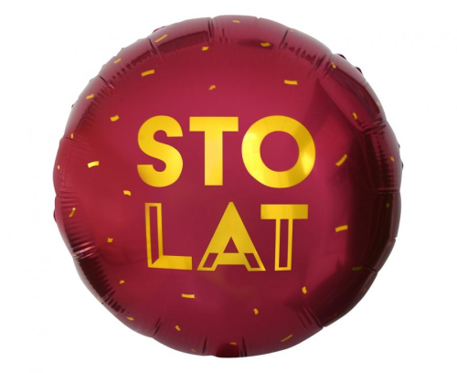 Balon foliowy okrągły "Sto Lat" Godan (46cm) w kolorach bordowym i złotym. Balon na hel, elegancka dekoracja na jubileusz. Kup online w Zabawne Wydry Tychy.