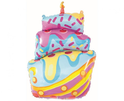 Foliowy Balon Tort Urodzinowy Godan (77x54 cm) – duży balon na hel z samozamykającym systemem. Idealna dekoracja. Kup online lub napełnij w Zabawne Wydry Tychy.