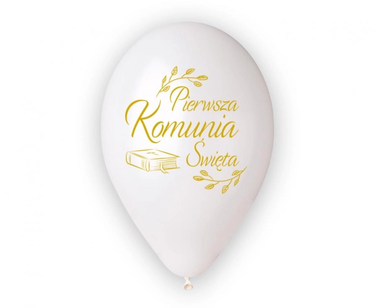 Balony lateksowe Pierwsza Komunia Święta Gemar 13 cali. Balon z nadrukiem Biblii. Sprzedaż na sztuki. Idealne na hel lub powietrze. Dekoracje komunijne w Tychach.