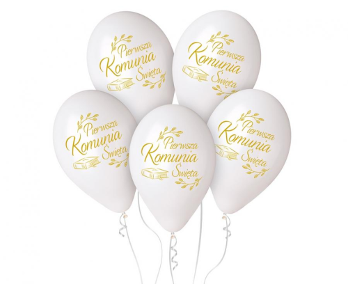 Balony lateksowe Pierwsza Komunia Święta Gemar 13 cali. Balon z nadrukiem Biblii. Sprzedaż na sztuki. Idealne na hel lub powietrze. Dekoracje komunijne w Tychach.