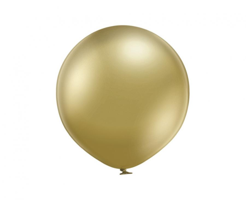Balon lateksowy Shiny Złoty Gemar (19 cali) z efektem chrom. Duży, okrągły balon na hel. Idealny do dekoracji glamour Black &amp; Gold.