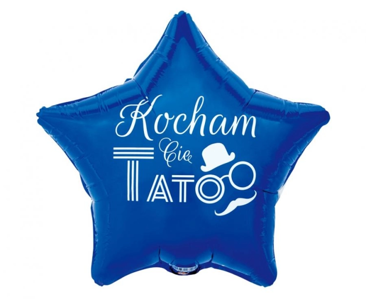 Balon foliowy gwiazda Kocham Cię Tato Godan S.A. 19 cali (44 cm), niebieski, tylko na hel, sprzedaż luzem.