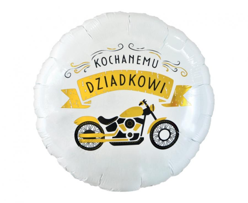 Balon foliowy okrągły Kochanemu Dziadkowi Godan S.A. 18 cali (46 cm), motocykl, na hel i powietrze.