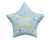 Balon foliowy Gwiazda Happy Birthday Godan matowy niebieski 44 cm, dekoracja urodzinowa, na hel i powietrze.
