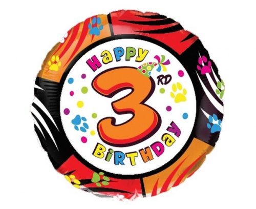 Balon foliowy okrągły Happy 2nd Birthday z cyfrą 2 Flexmetal 18 cali (48 cm), 2. urodziny, motyw Dżungla/Dinozaur, na hel i powietrze.