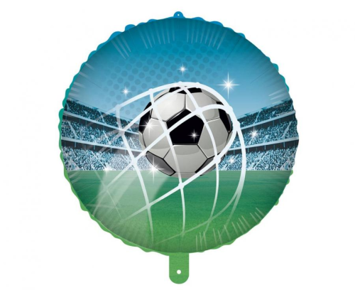 Balon foliowy okrągły Piłka Nożna Soccer Fans Procos 18 cali, motyw stadionu i piłki w siatce, na urodziny i imprezy sportowe, na hel i powietrze.