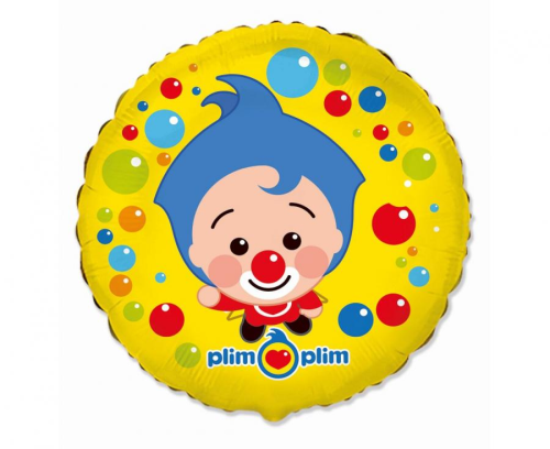 Balon foliowy okrągły Plim Plim Flexmetal 18 cali (46 cm), motyw klaun/magik, dekoracja urodzinowa, na hel i powietrze.