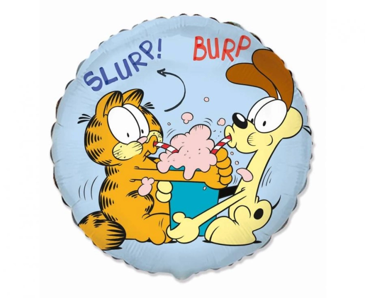 Balon foliowy okrągły Garfield i Odie Flexmetal 18 cali (46 cm), motyw komiksowy, dekoracja urodzinowa, na hel i powietrze.