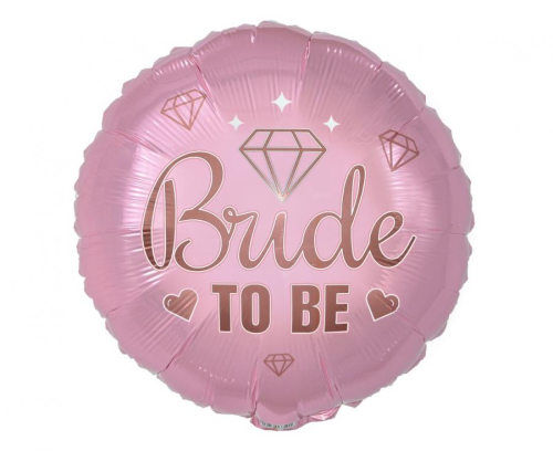 Balon foliowy okrągły Bride To Be 18 cali (46 cm), różowy Rose Gold, diamenty, na Wieczór Panieński, na hel i powietrze.