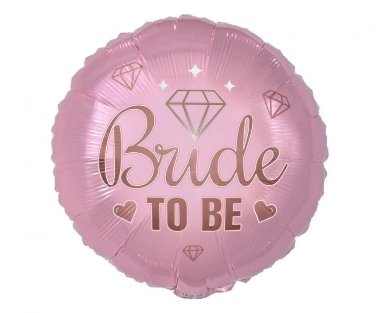 Balon foliowy okrągły Bride To Be 18 cali (46 cm), różowy Rose Gold, diamenty, na Wieczór Panieński, na hel i powietrze.