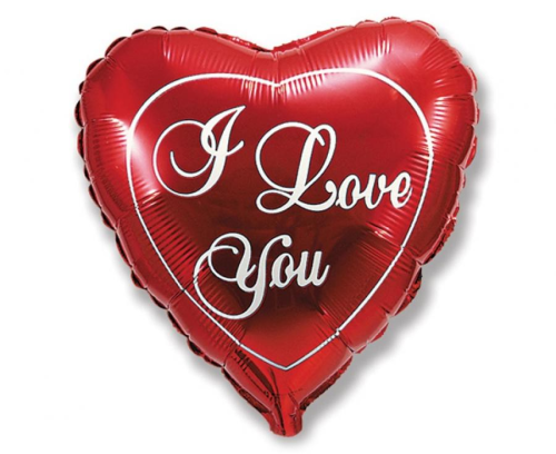 Balon foliowy Serce Czerwone I Love You Flexmetal 18 cali (48 cm), klasyczny wzór, na Walentynki, na hel i powietrze.