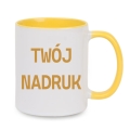 Biały kubek do sublimacji z żółtym wnętrzem 330 ml, na personalizowany nadruk, ekspresowa realizacja 24h.