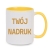 Biały kubek do sublimacji z żółtym wnętrzem 330 ml, na personalizowany nadruk, ekspresowa realizacja 24h.