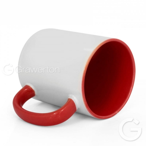Biały kubek do sublimacji z czerwonym wnętrzem 330 ml, na personalizowany nadruk, ekspresowa realizacja 24h.
