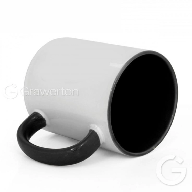 Biały kubek do sublimacji z czarnym wnętrzem 330 ml, na personalizowany nadruk, ekspresowa realizacja 24h.