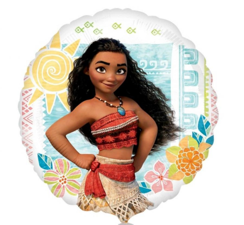Balon foliowy okrągły Vaiana Moana Anagram 18 cali (46 cm), Disney, motyw polinezyjski, na hel i powietrze.
