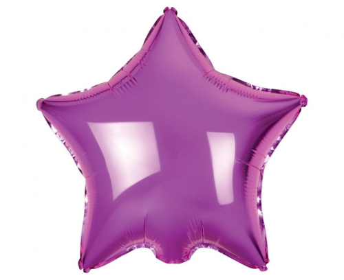 Balon foliowy Gwiazda Fioletowa Godan 36 cm, jednolity purpurowy kolor, na urodziny i walentynki, na hel i powietrze.
