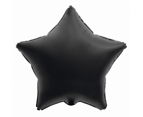 Balon foliowy Gwiazda Czarna Matowa Godan 19 cali (44 cm), jednolita czerń, na Sylwestra i Urodziny, z kolekcji Beauty&amp;Charm, na hel i powietrze.