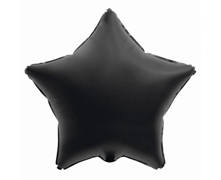 Balon foliowy Gwiazda Czarna Matowa Godan 19 cali (44 cm), jednolita czerń, na Sylwestra i Urodziny, z kolekcji Beauty&amp;Charm, na hel i powietrze.