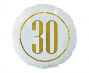 Balon foliowy Cyfra 30 Złoty Godan 18 cali (46 cm), na Trzydziestkę i Rocznice, na hel i powietrze.